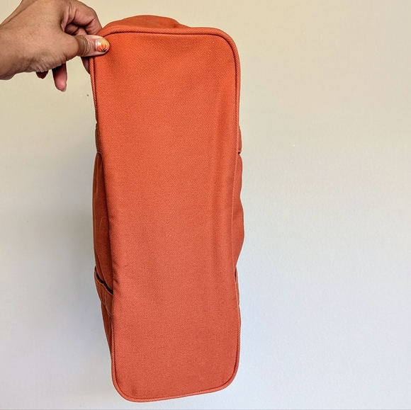 LULULEMON Athletica Orange Cotton Canvas Gym Work Multi Pocket Tote Bag 20L NWOT - Picture 4 of 9